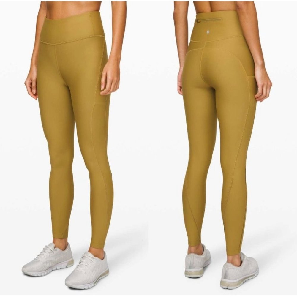Lululemon Flurry Up Super High Rise Tight 6 Grape Leaf Gold Fleece Lined Pockets
